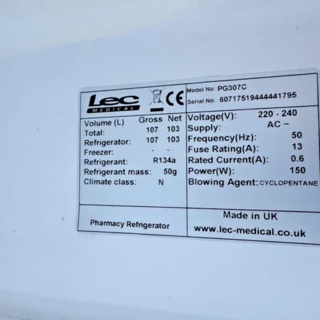 LEC PG307C UK - 107L Pharmacy Essential Undercounter refrigerator - Image 3